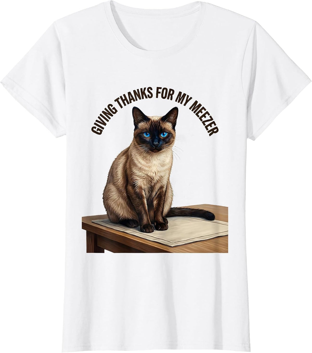 Giving Thanks For My Meezer Siamese Cat Owner Siamese Lover T-Shirt - White