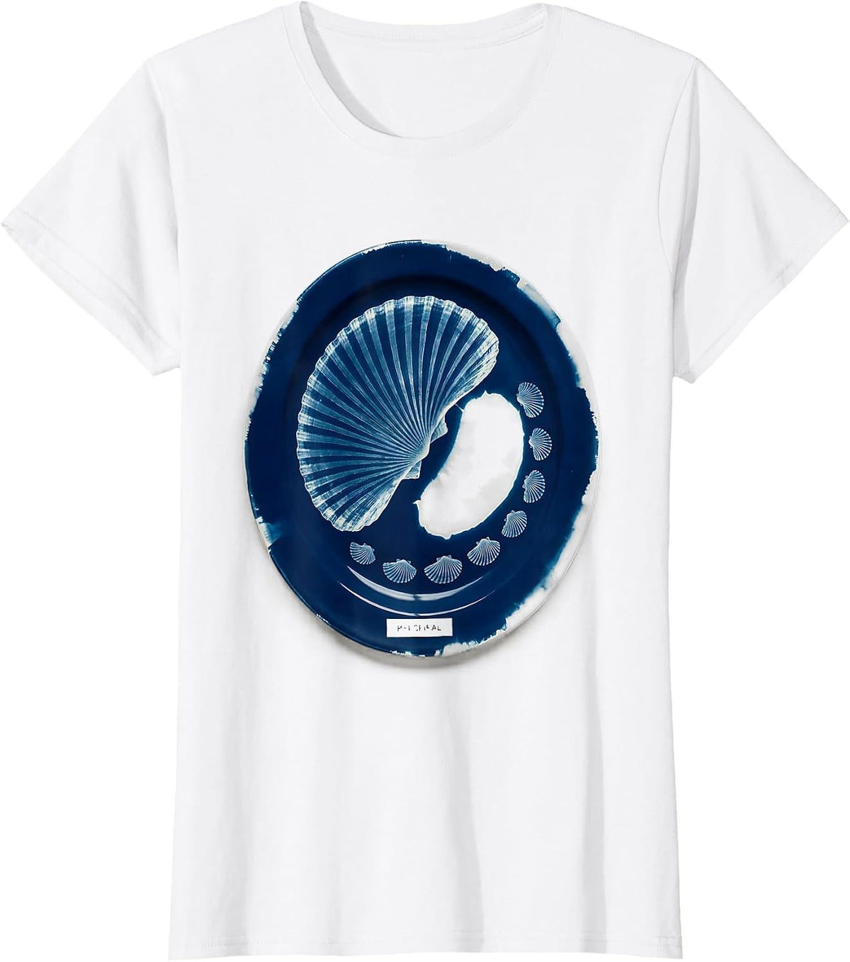 Women's Phi Spiral Cyanotype Sacred Geometry Math Enthusiast T-Shirt - White