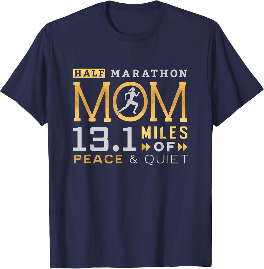 13.1 Half Marathon Mom Shirt Running Mommy Runner Women T-Shirt - Navy Blue