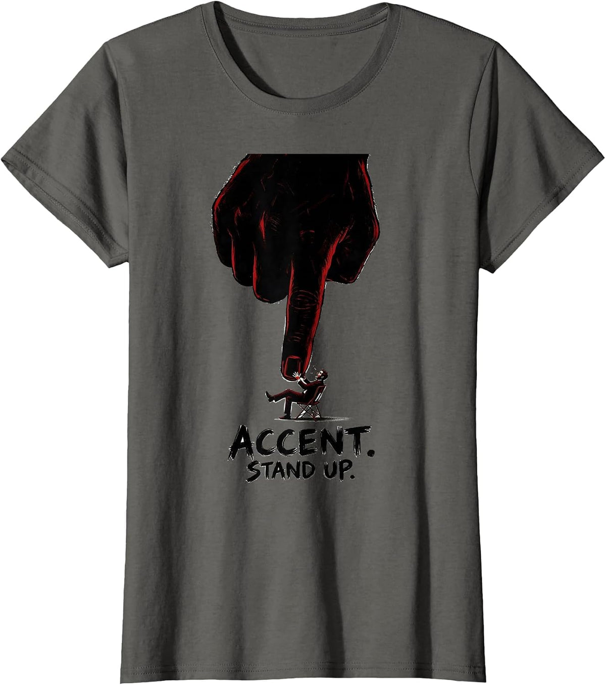Women's Accent Stand Up Funny Musician Band Member Music Teacher T-Shirt - Asphalt Grey