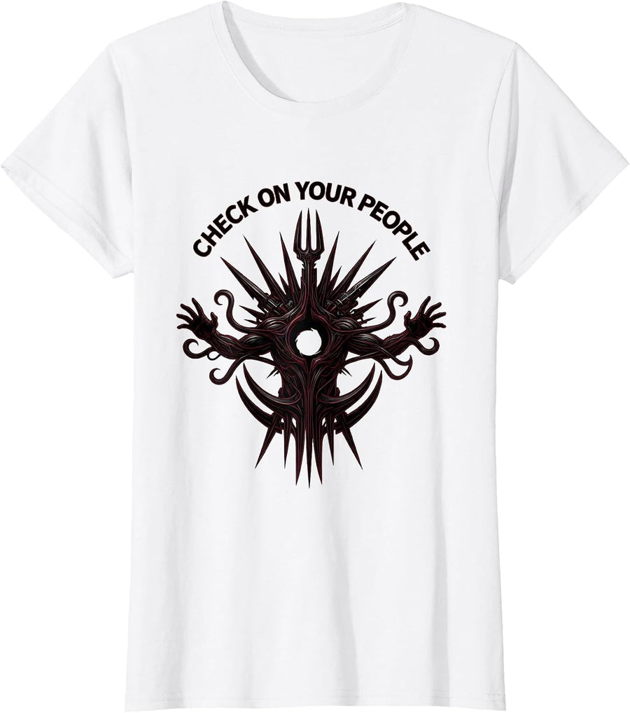 Women's Check On Your People Mental Health Matters Design T-Shirt - White