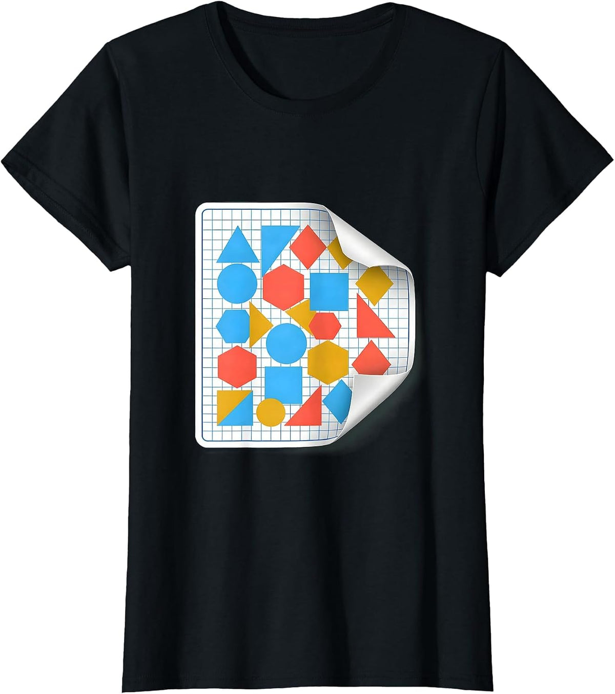 Geometric Shapes Graph Paper Math Teacher Design T-Shirt - Black