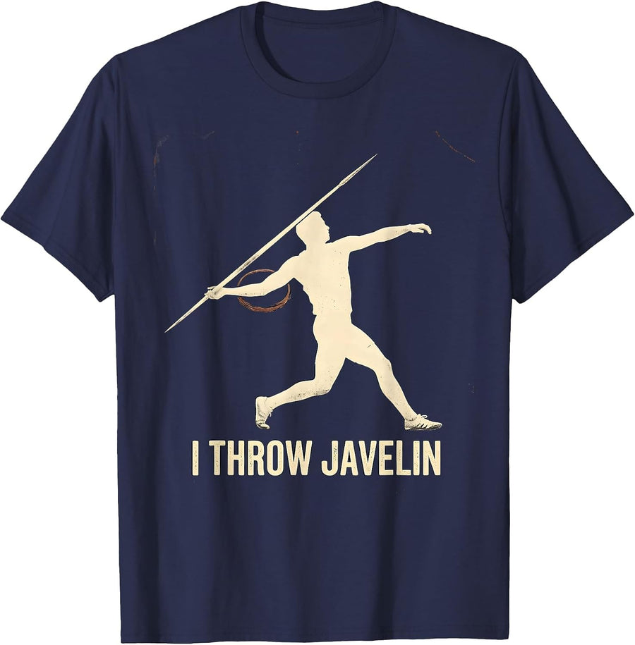 I Throw Javelin Vintage Track And Field Javelin Thrower Gift T-Shirt - Navy Blue