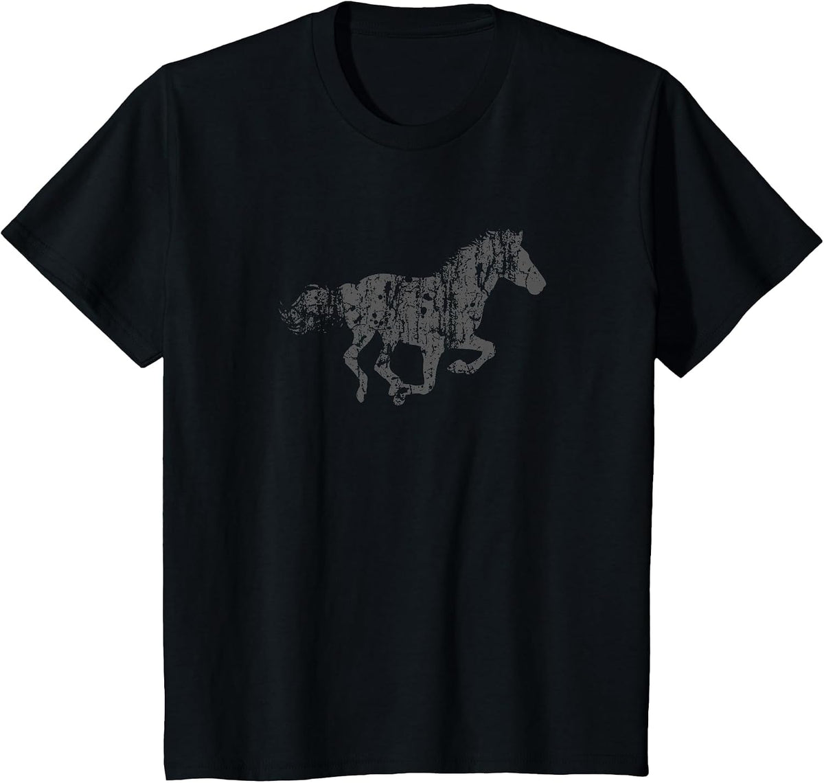 Horse Vintage Design Distressed Horse Print T-Shirt - Black