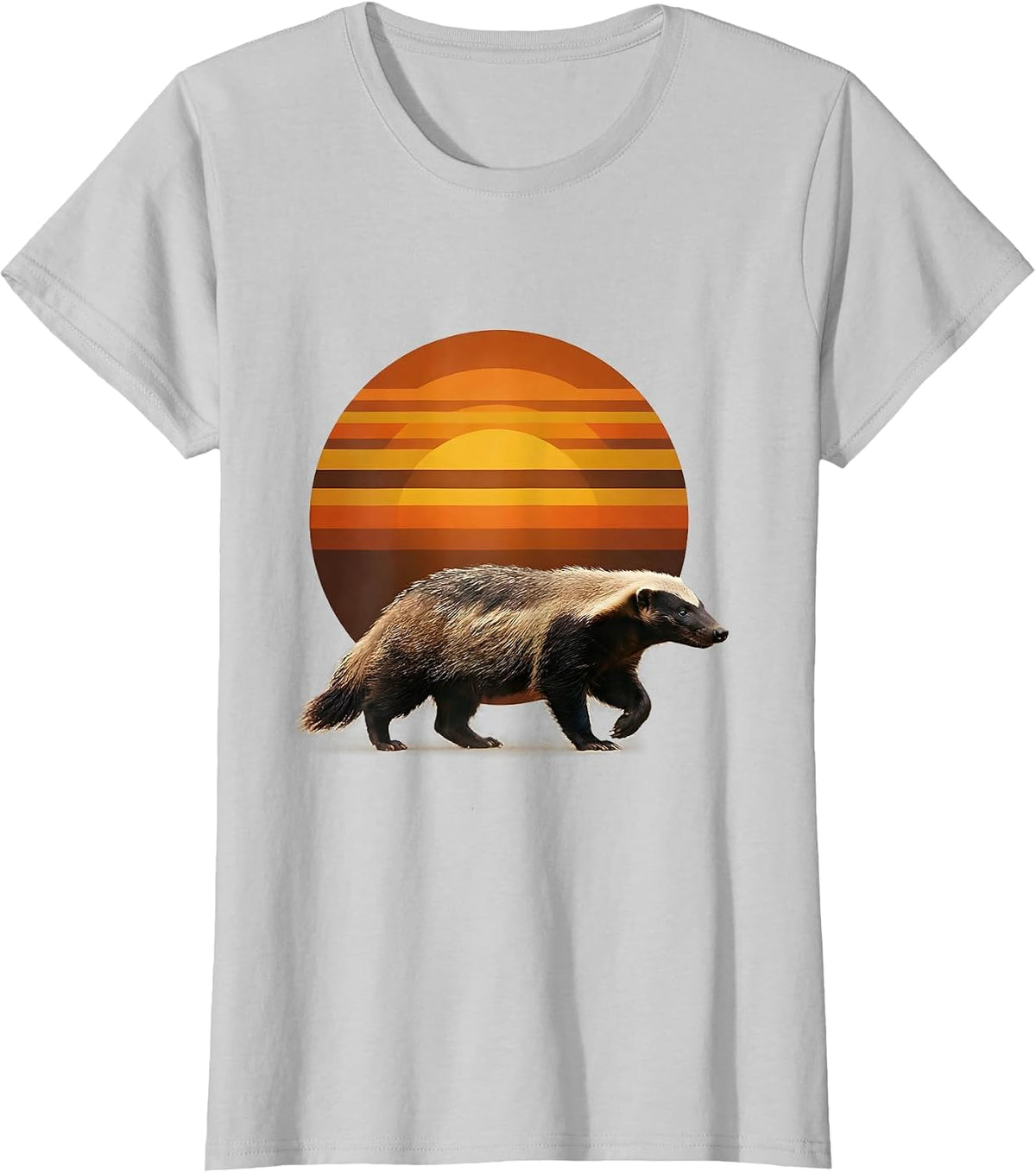 Honey Badger Retro 70s Animal Humor T-Shirt - Silver Grey