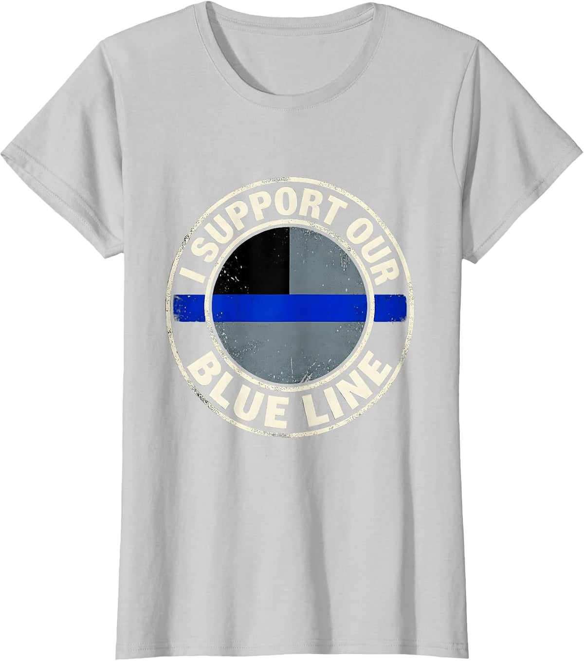 I Support Our Blue Line Thin Blue Line Police Support Family T-Shirt - Silver Grey