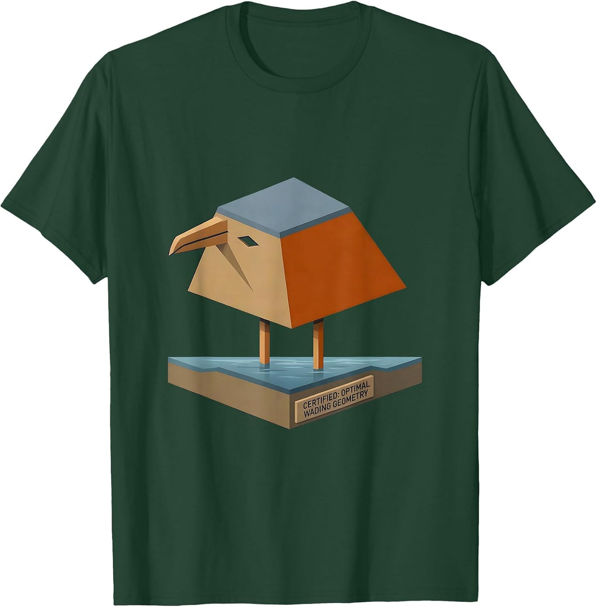 Certified Optimal Wading Geometry Funny Triangull Bird Pun T-Shirt - Dark Green