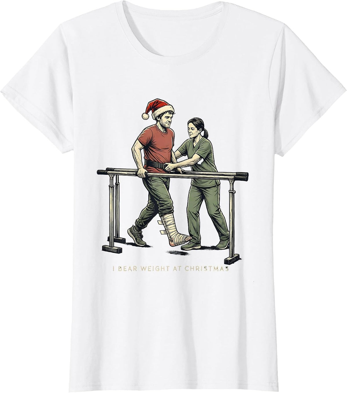 I Bear Weight At Christmas Distressed Physical Therapist T-Shirt - White