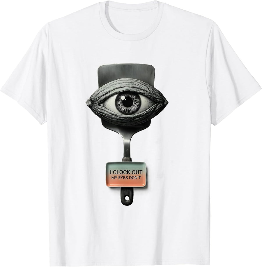 I Clock Out, My Eyes Don't Funny Esthetician Skincare Humor T-Shirt - White