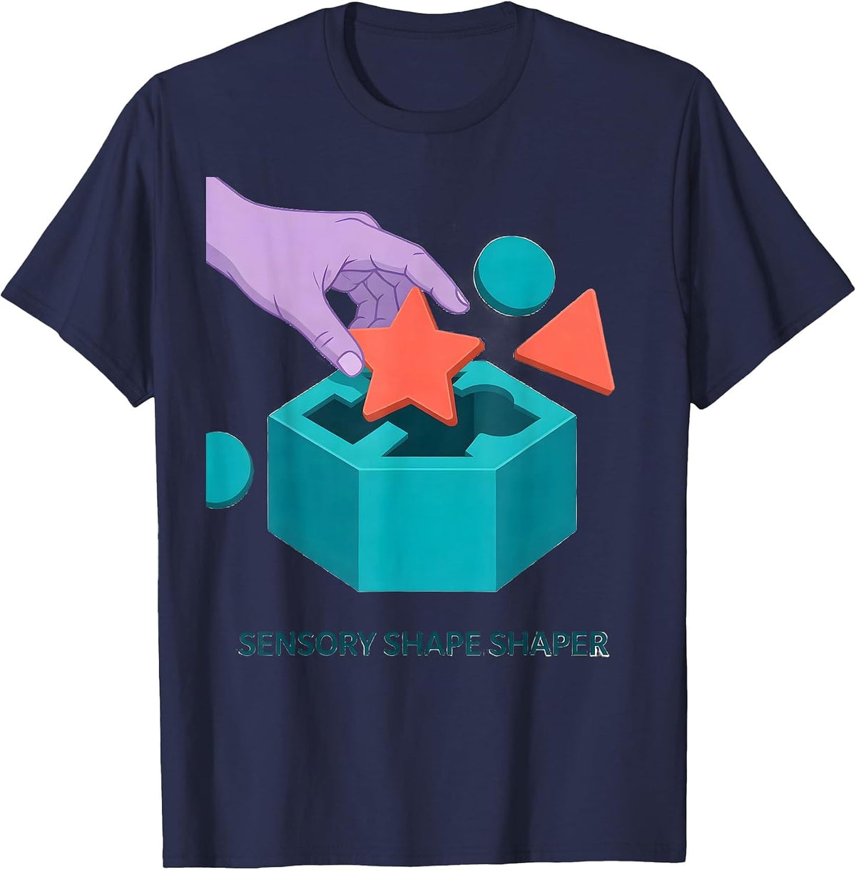 Men's Sensory Shape Shaper Playful Occupational Therapy OT Student T-Shirt - Navy Blue