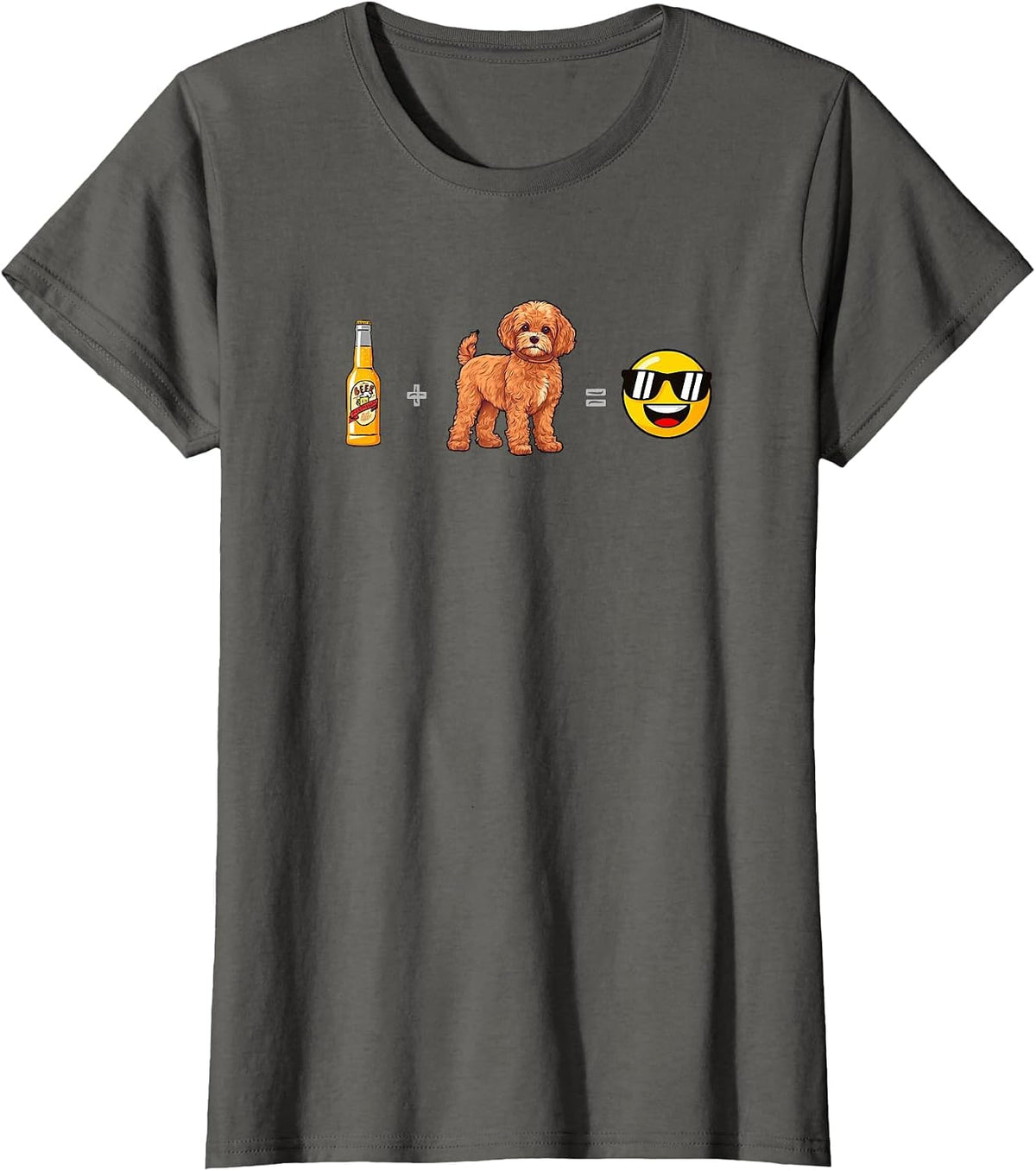 Cavapoo + Beer Dog Dad Happy Men Pet Lover T-Shirt - Asphalt Grey