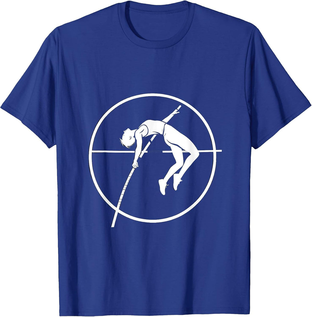 Men's Pole Vaulter Arching Over Bar Athletic Graphic T-Shirt - Royal Blue