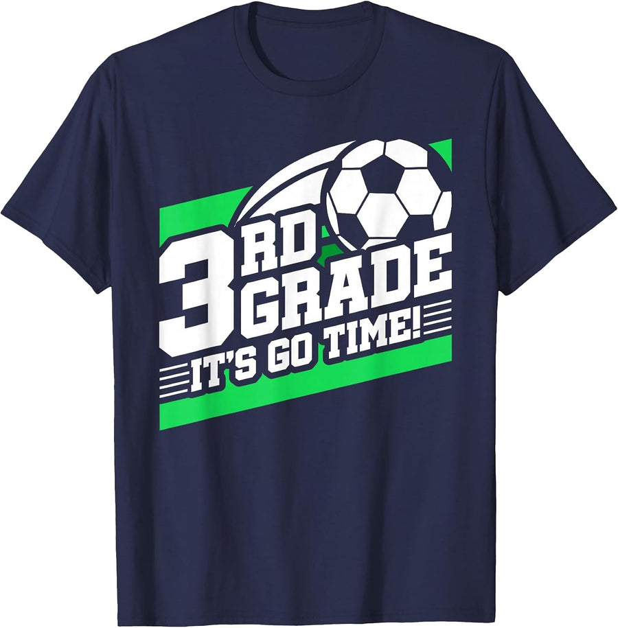 3rd Grade Soccer Tee First Day of School T-Shirt Back to School Third Grade - Navy Blue