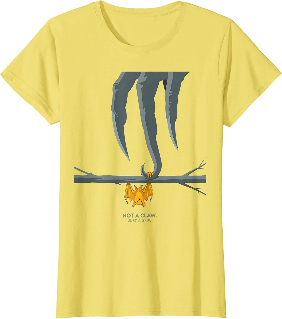 Not A Claw Just A Grip Funny Bat Lover Halloween Nature T-Shirt - Lemon Yellow