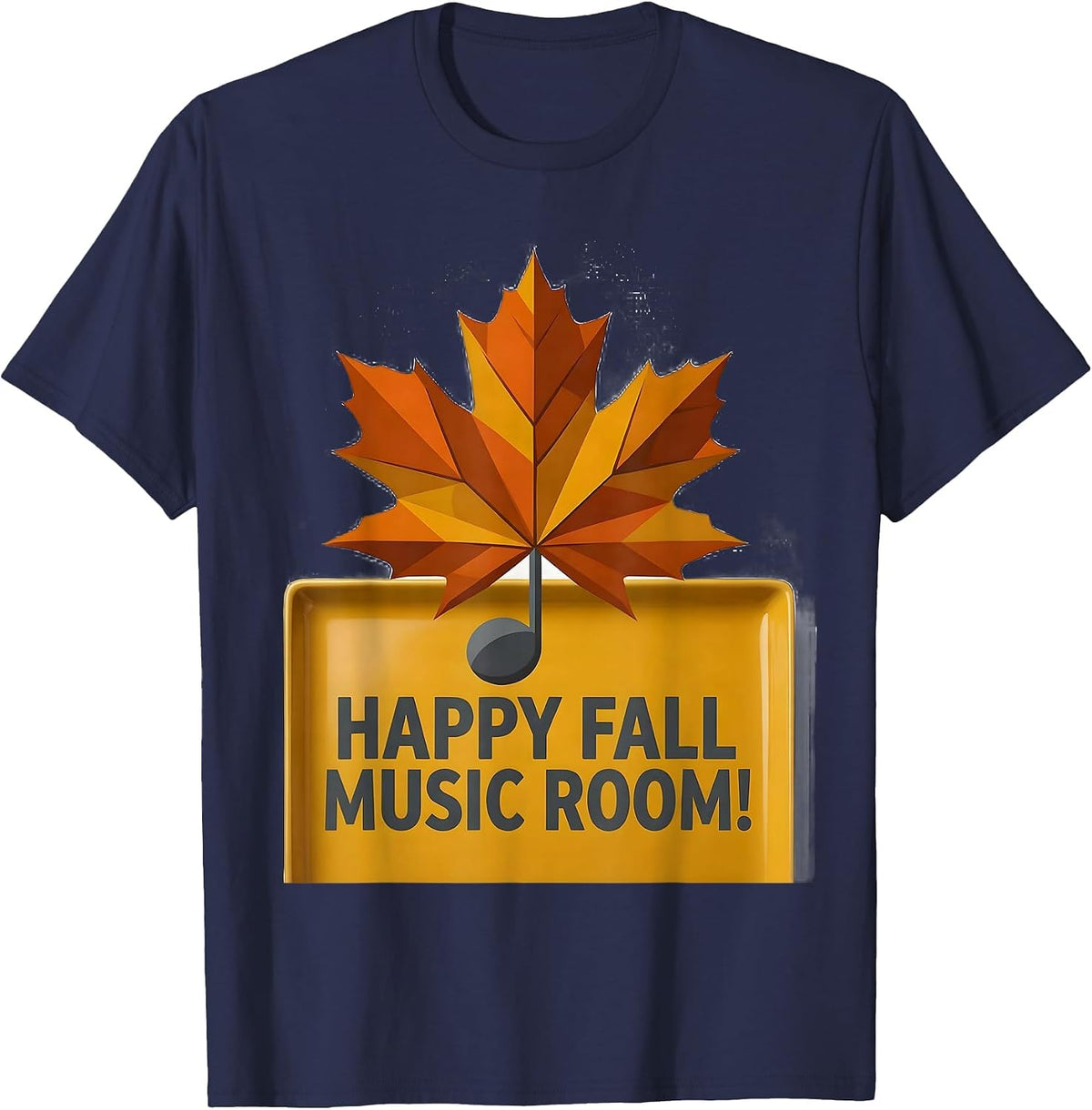 Happy Fall, Music Room! Retro Music Teacher Fall Festival T-Shirt - Navy Blue