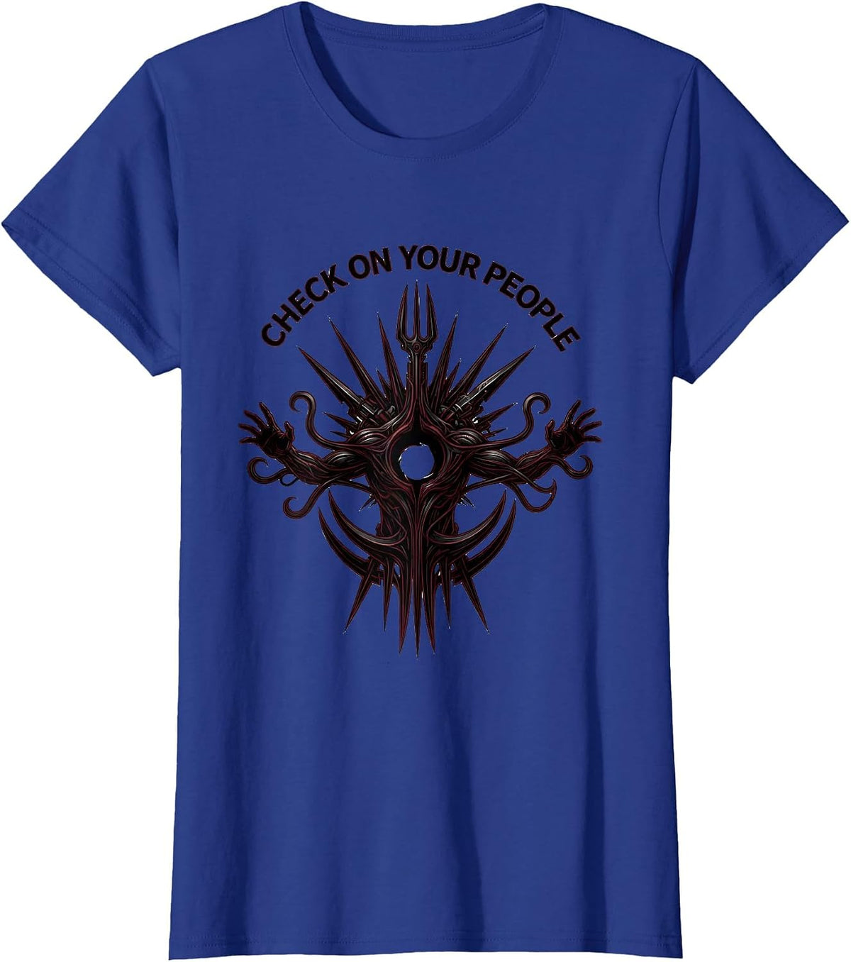Women's Check On Your People Mental Health Matters Design T-Shirt - Royal Blue