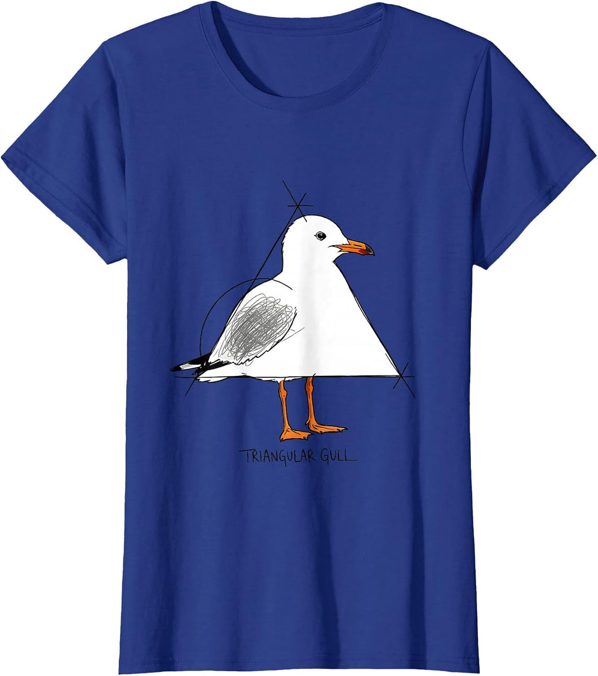 Women's Triangular Gull Funny Bird Pun Math Teacher Geometry Humor T-Shirt - Royal Blue