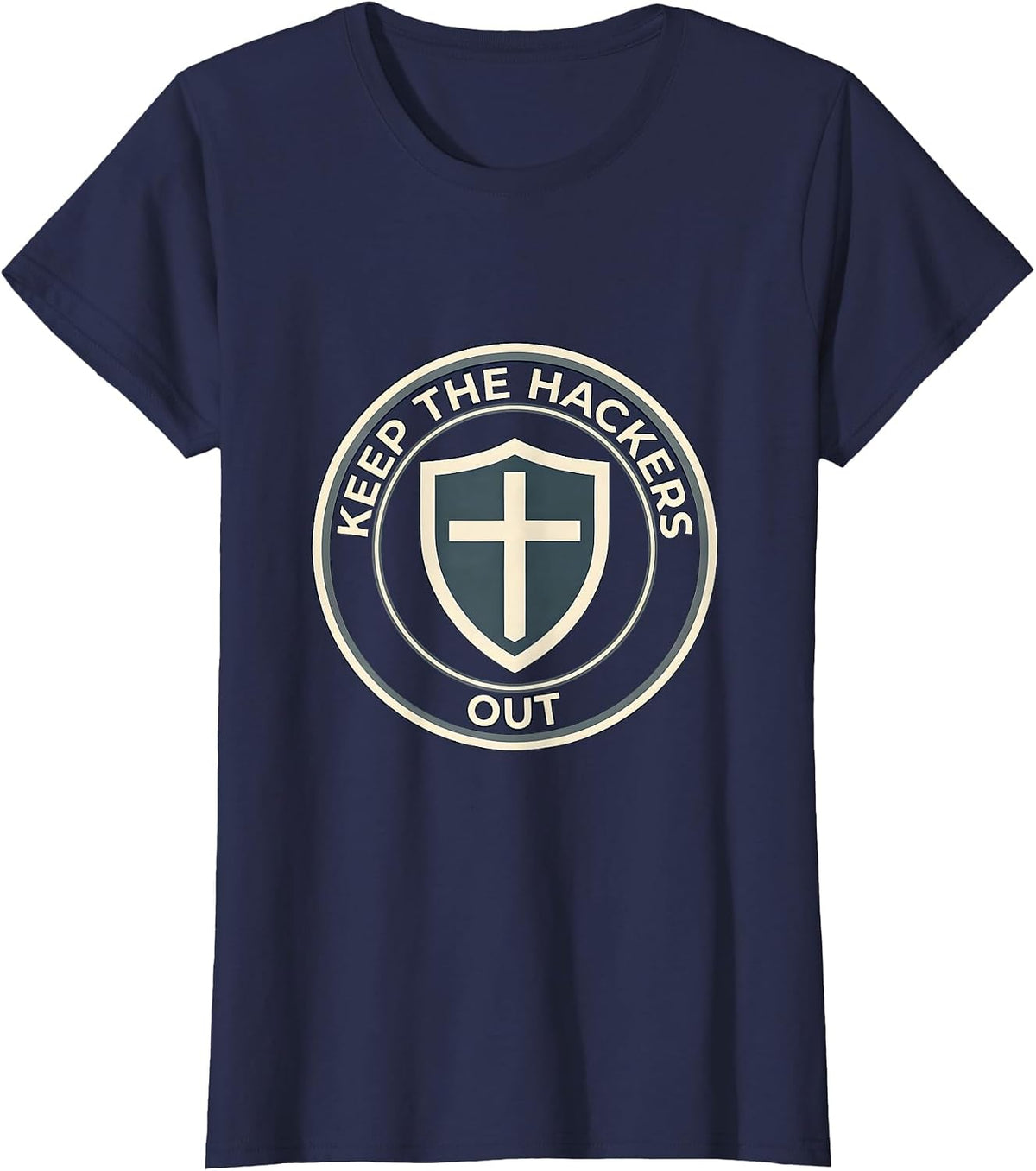 Women's Keep the Hackers Out Cybersecurity Design T-Shirt - Navy Blue