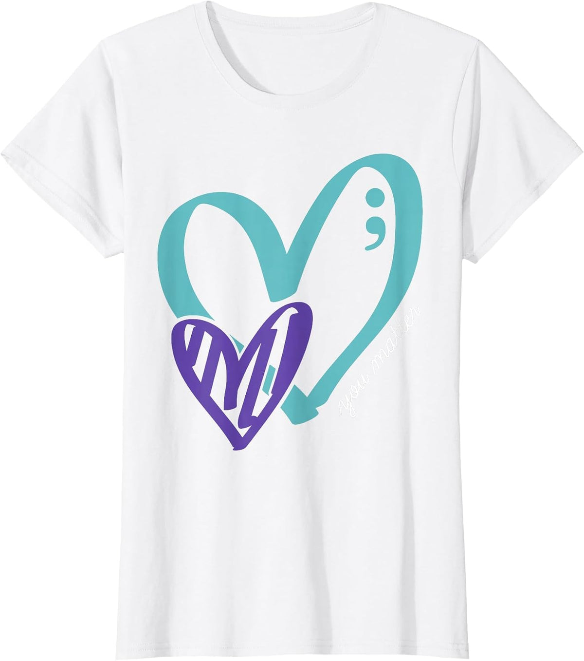 You Matter Suicide Prevention Awareness Teal Purple Heart T-Shirt - White
