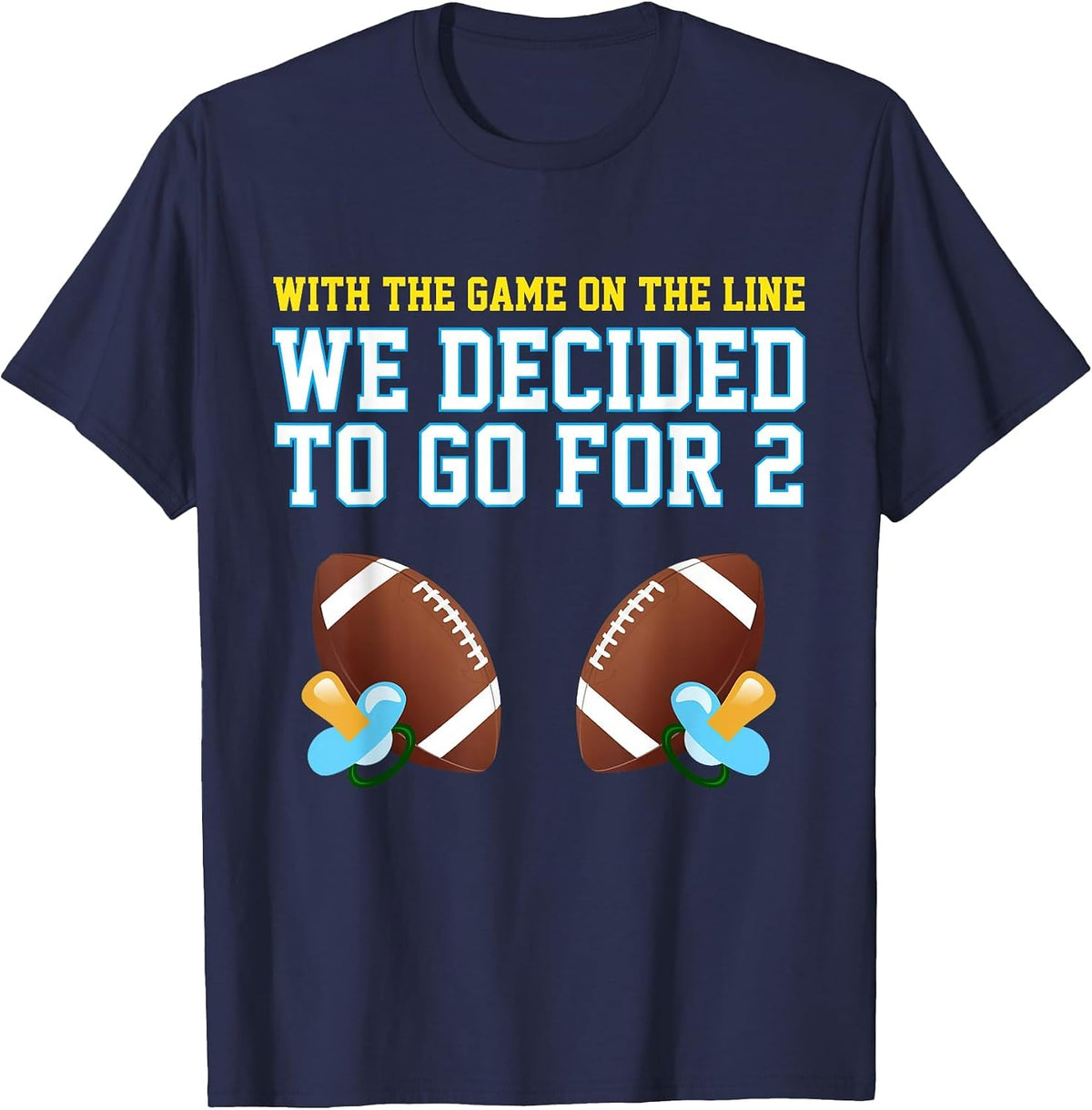 Dad of Twins Tshirt: Mom of Twins Tshirt: Football Tee T-Shirt - Navy Blue