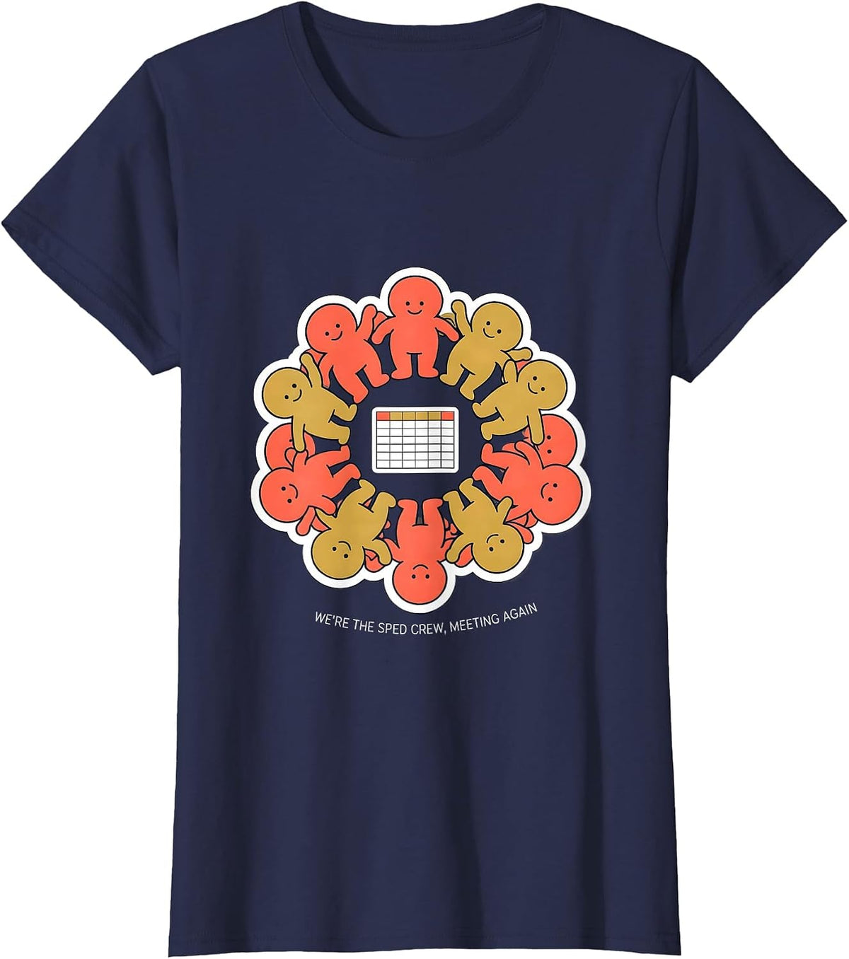 Women's We're The SPED Crew Meeting Again Funny Special Education T-Shirt - Navy Blue
