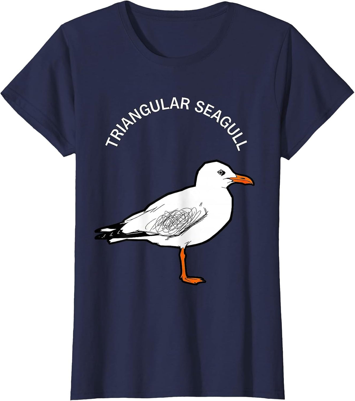 Women's Triangular Seagull Bird Pun Funny Geometric Math Teacher T-Shirt - Navy Blue