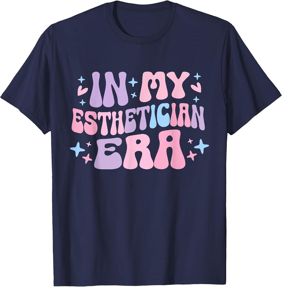 in My Esthetician Era Skincare Skin Therapist Skincare T-Shirt - Navy Blue