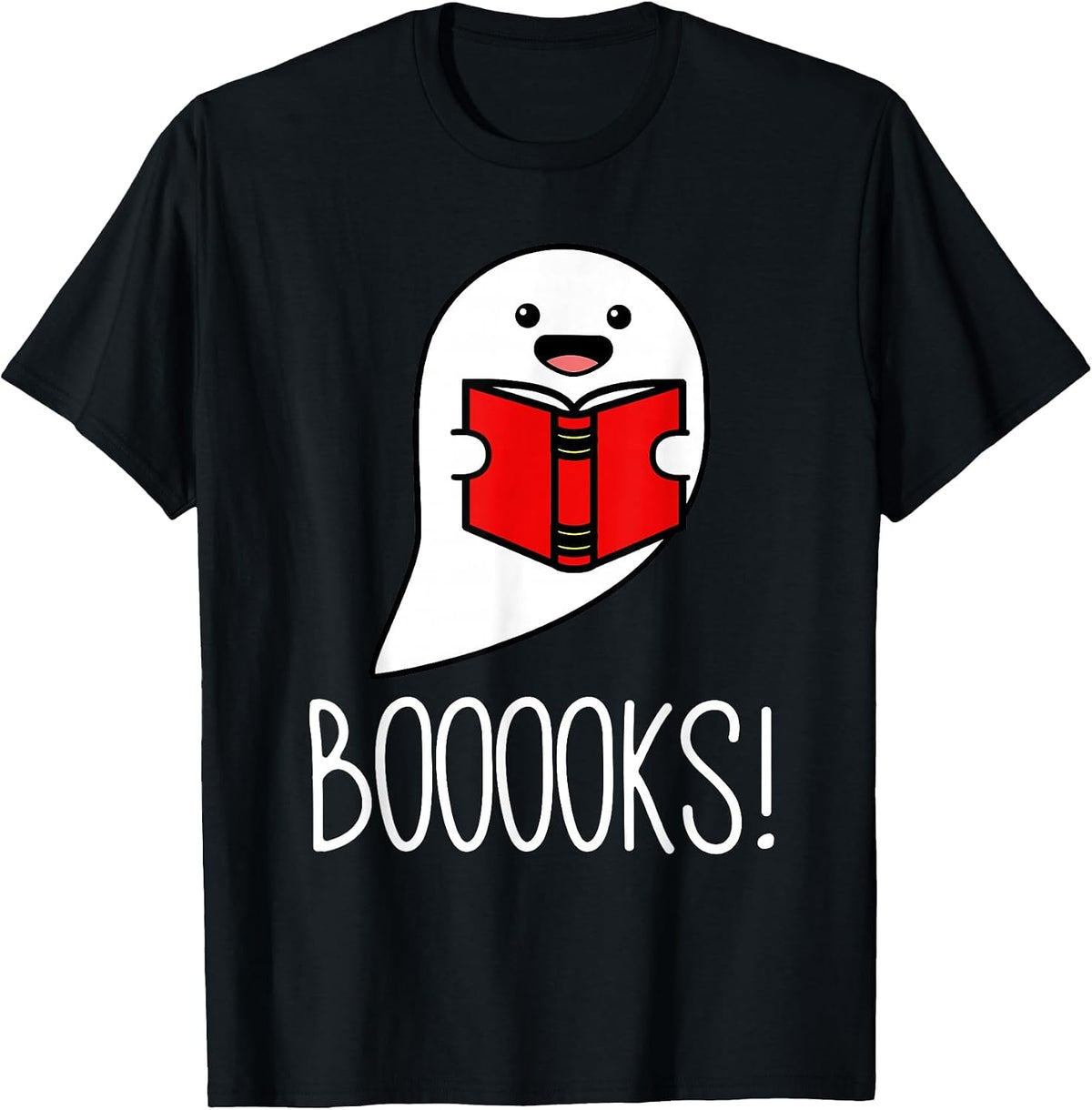 Booooks Funny Halloween Reading Teacher Ghost Librarian T-Shirt - Black