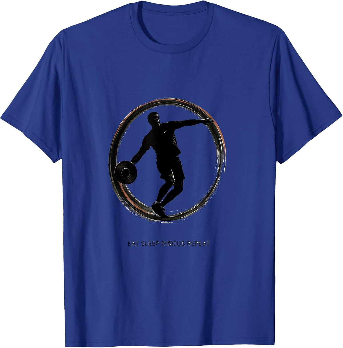 Men's Eat Sleep Discus Repeat Minimalist Track And Field Athlete T-Shirt - Royal Blue