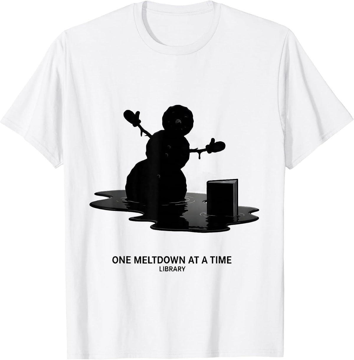 Men's One Meltdown At A Time Library Teacher Christmas Snowman T-Shirt - White