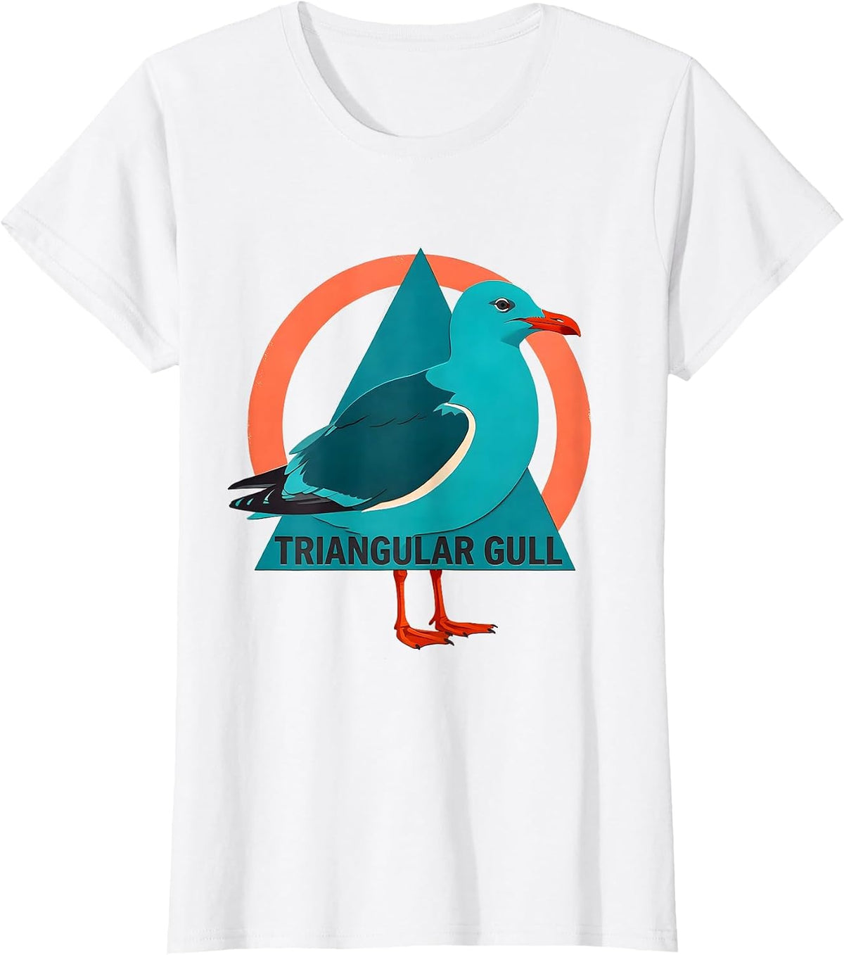 Triangular Gull Funny Bird Pun Math Teacher Geometric Humor T-Shirt - White