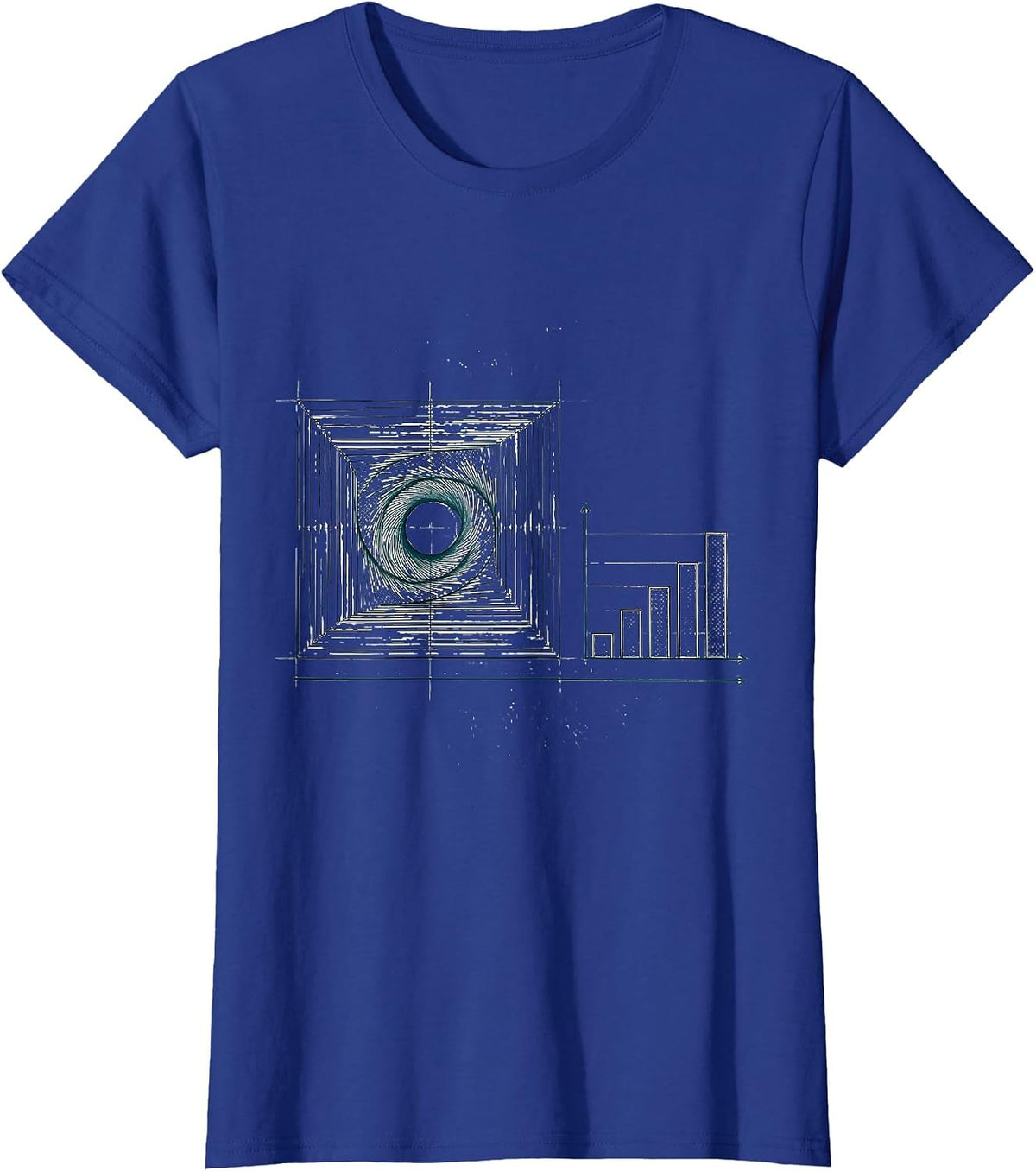 Women's Fibonacci Spiral Golden Ratio Geometry Math Enthusiast T-Shirt - Royal Blue