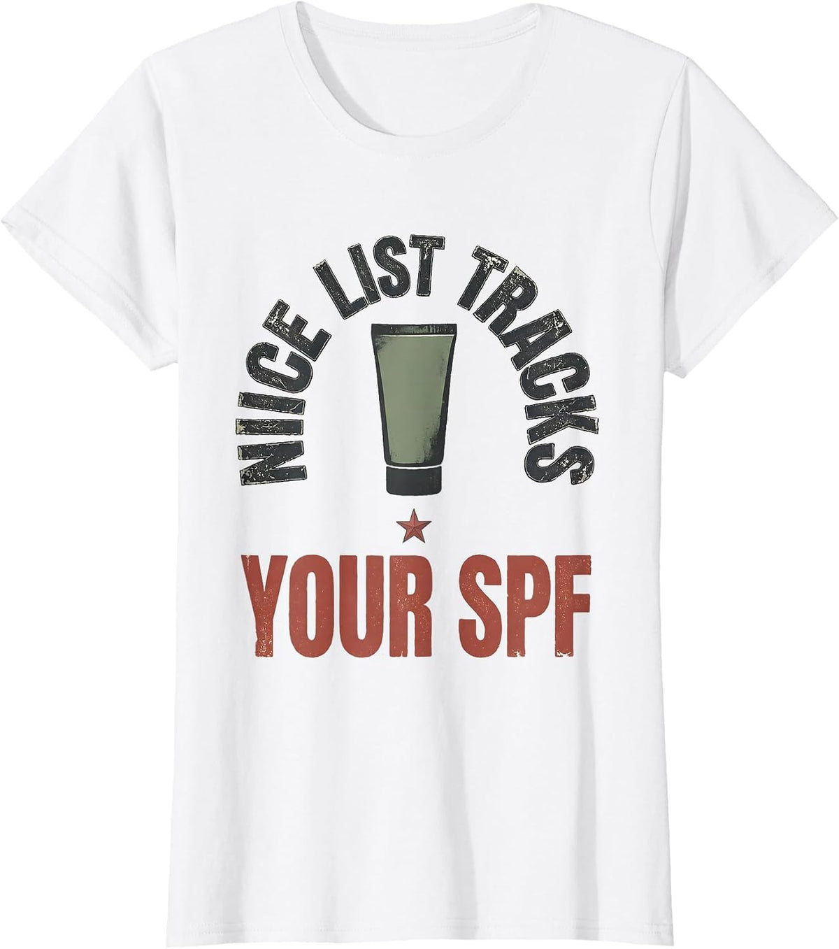 Nice List Tracks Your SPF Distressed Esthetician Skincare T-Shirt - White