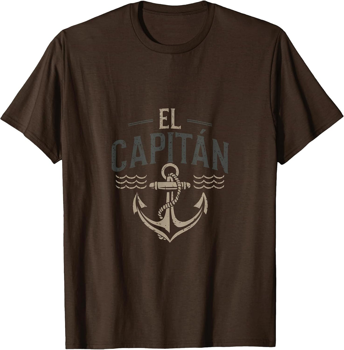 El Capitán - El Capitan Captain Anchor Boat Sail T-Shirt - Brown