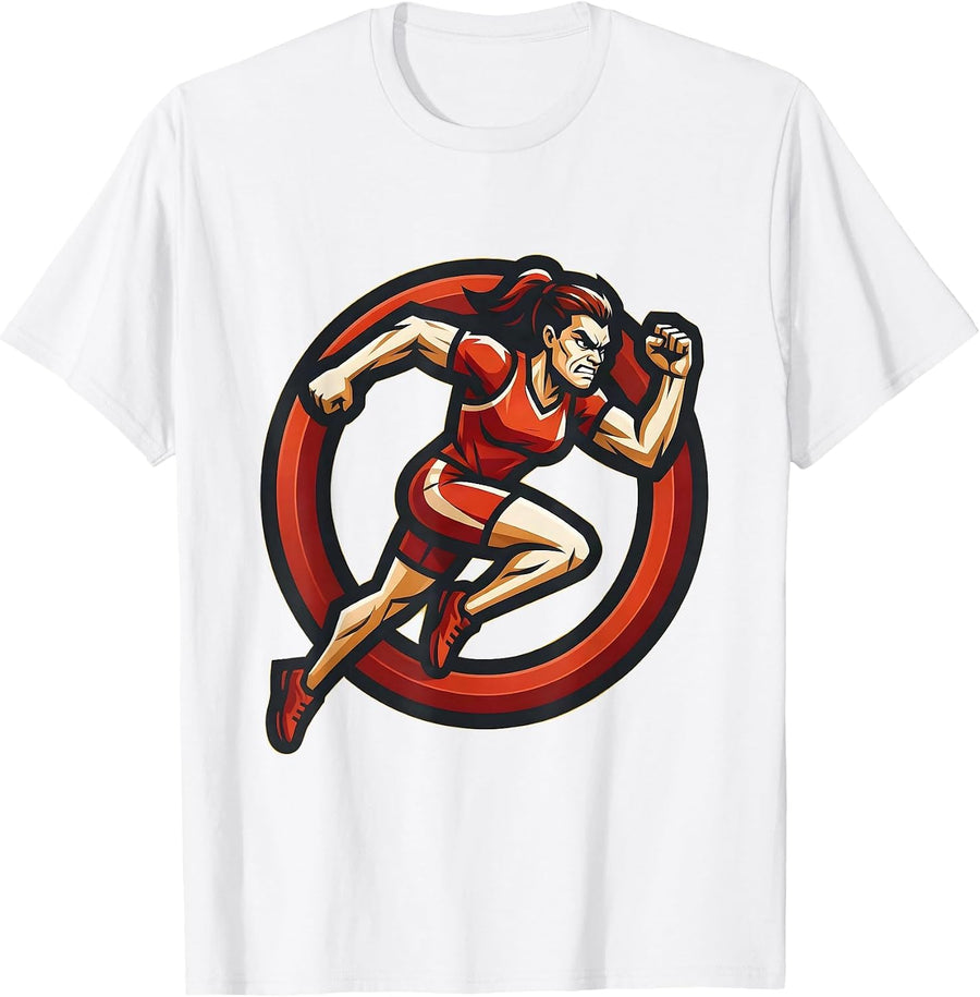 Men's Sprinting Track Runner Graphic Tee T-Shirt - White
