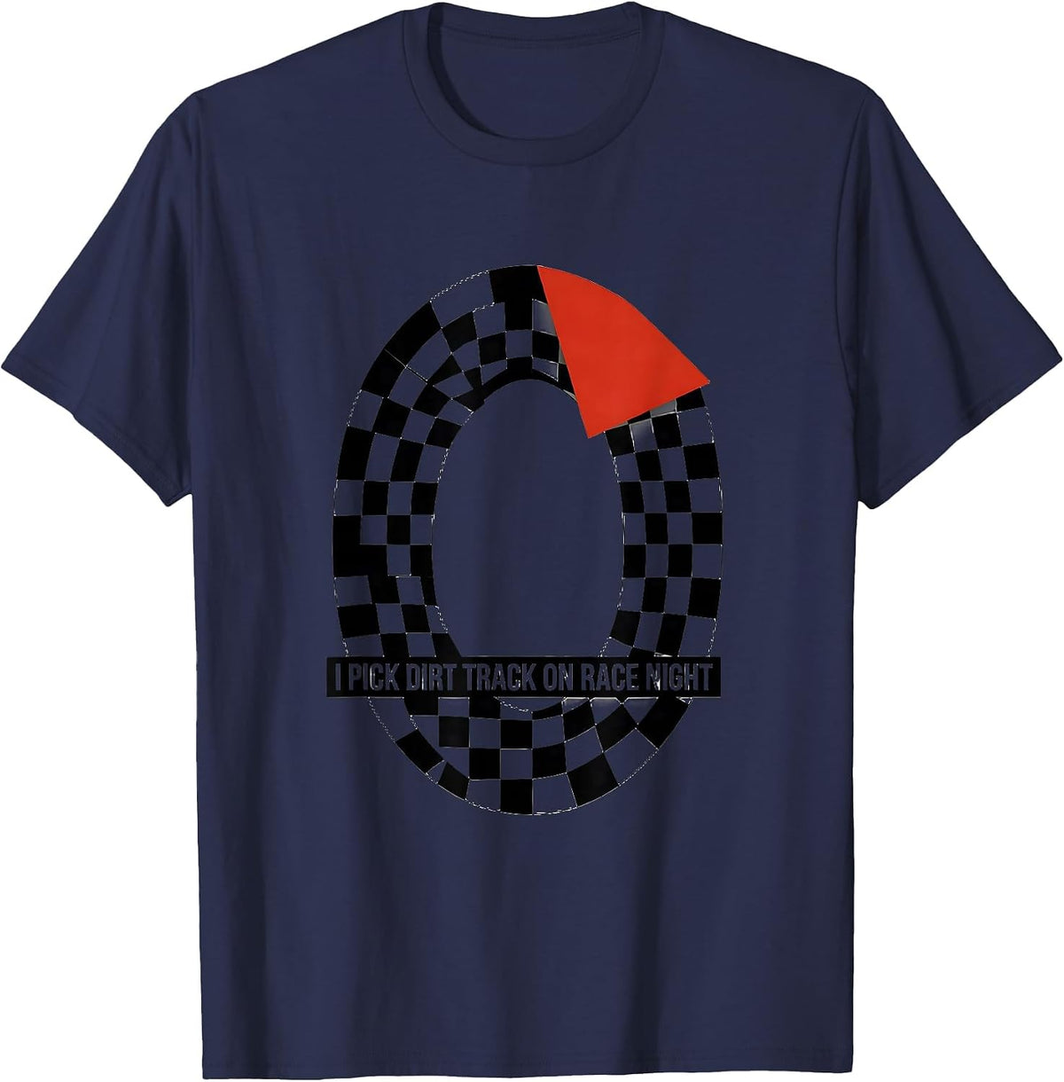 I Pick Dirt Track On Race Night Playful Racing Culture Dirt T-Shirt - Navy Blue