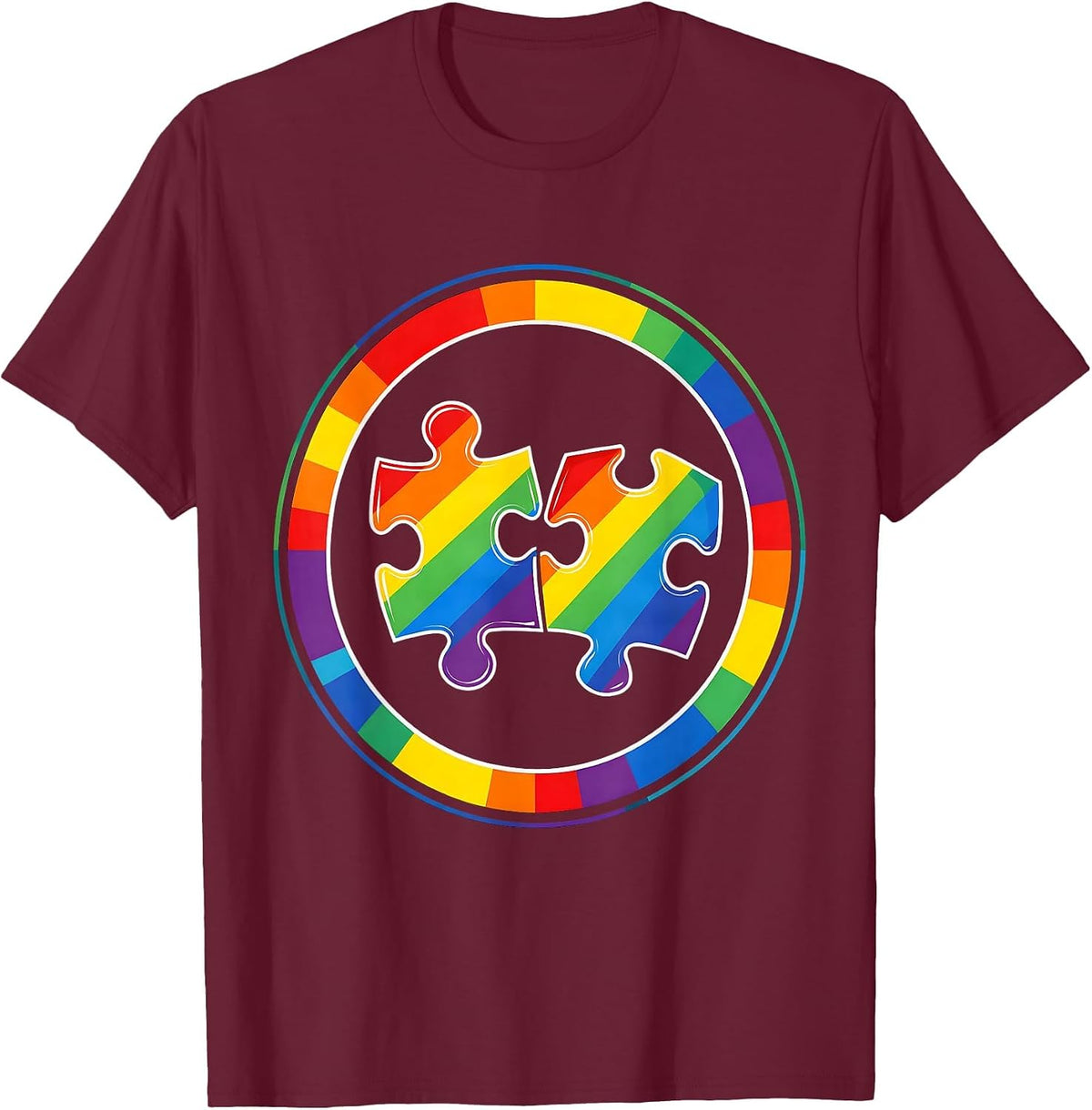 Neurodiversity Puzzle Pieces Unity Graphic T-Shirt - Burgundy