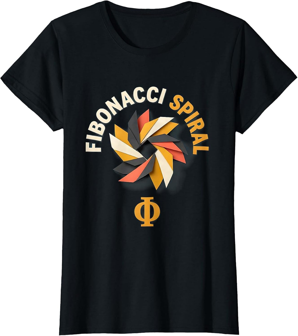 Fibonacci Spiral Φ Math Enthusiast Sacred Geometry Golden T-Shirt - Black
