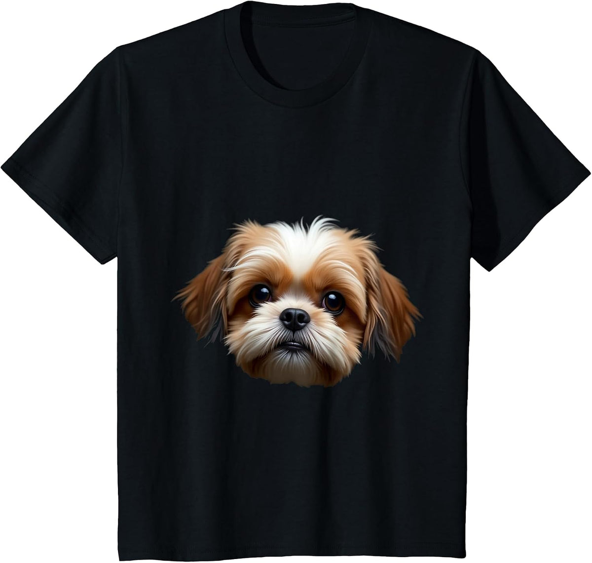 Black Shih Tzu Dog Shih Tzu Face T-Shirt - Black