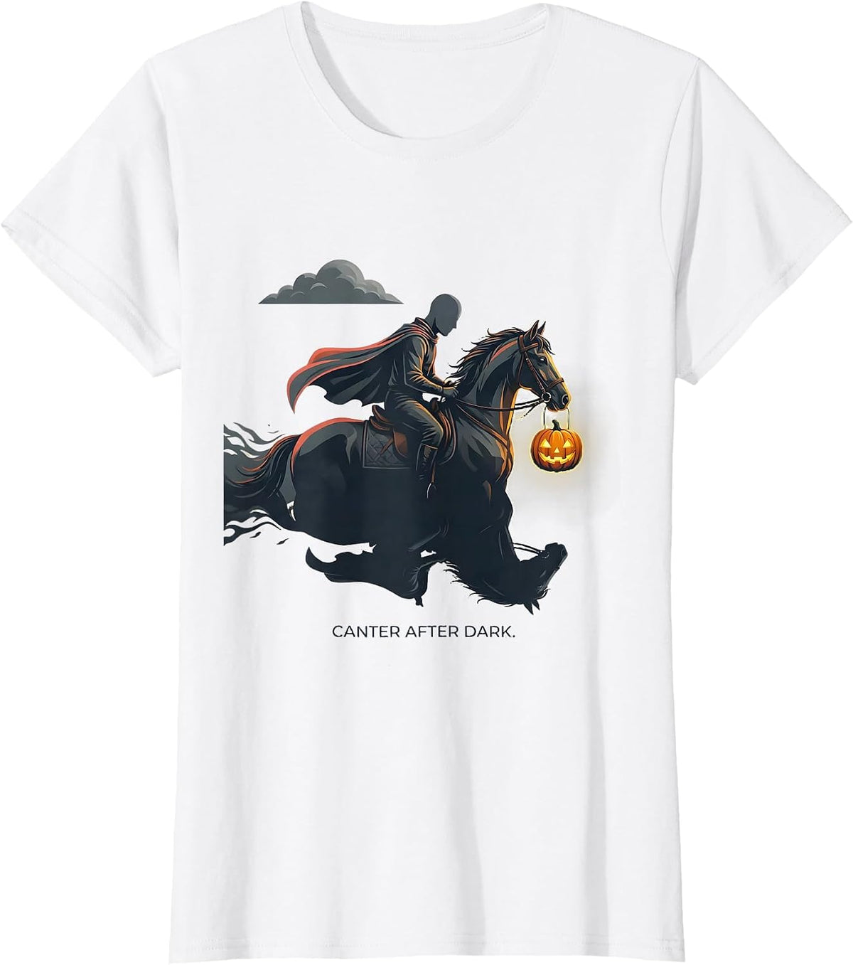 Canter After Dark Gothic Halloween Horse Lover Spooky T-Shirt - White