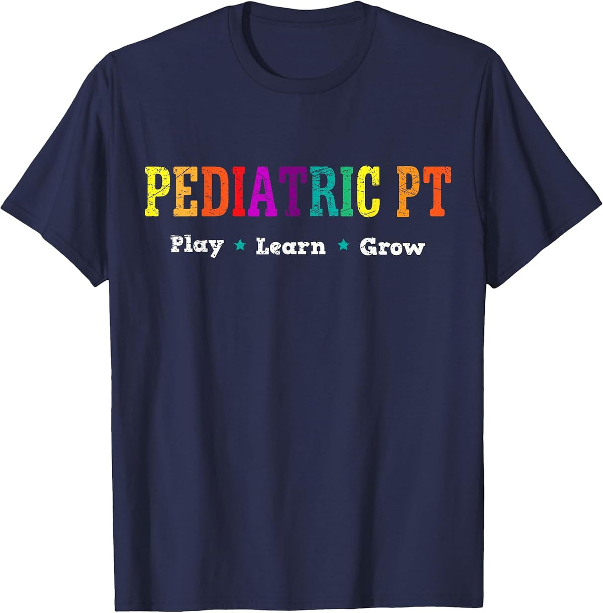 Pediatric Rainbow PT T-Shirt Physical Therapy Tee T-Shirt - Navy Blue
