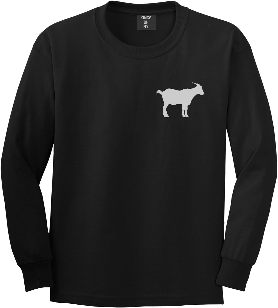 Goat Animal Chest Mens Long Sleeve T-Shirt - Black