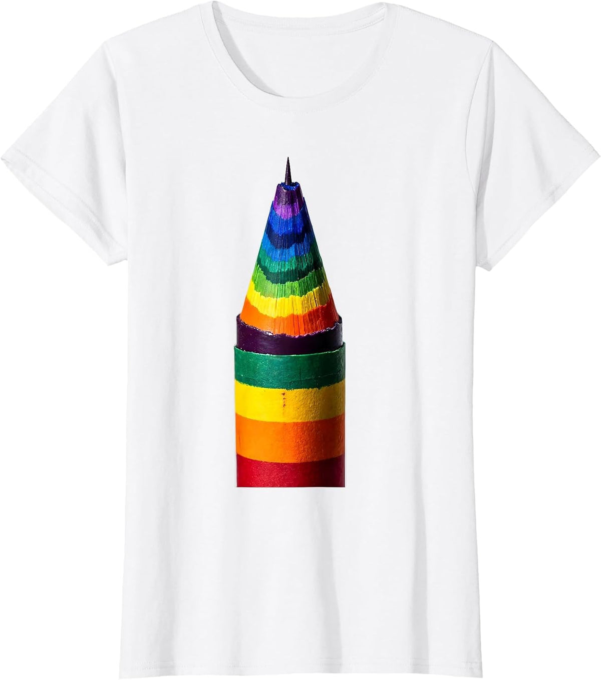 Women's Crayon Pencil Tip Sculpted Art Graphic Design T-Shirt - White