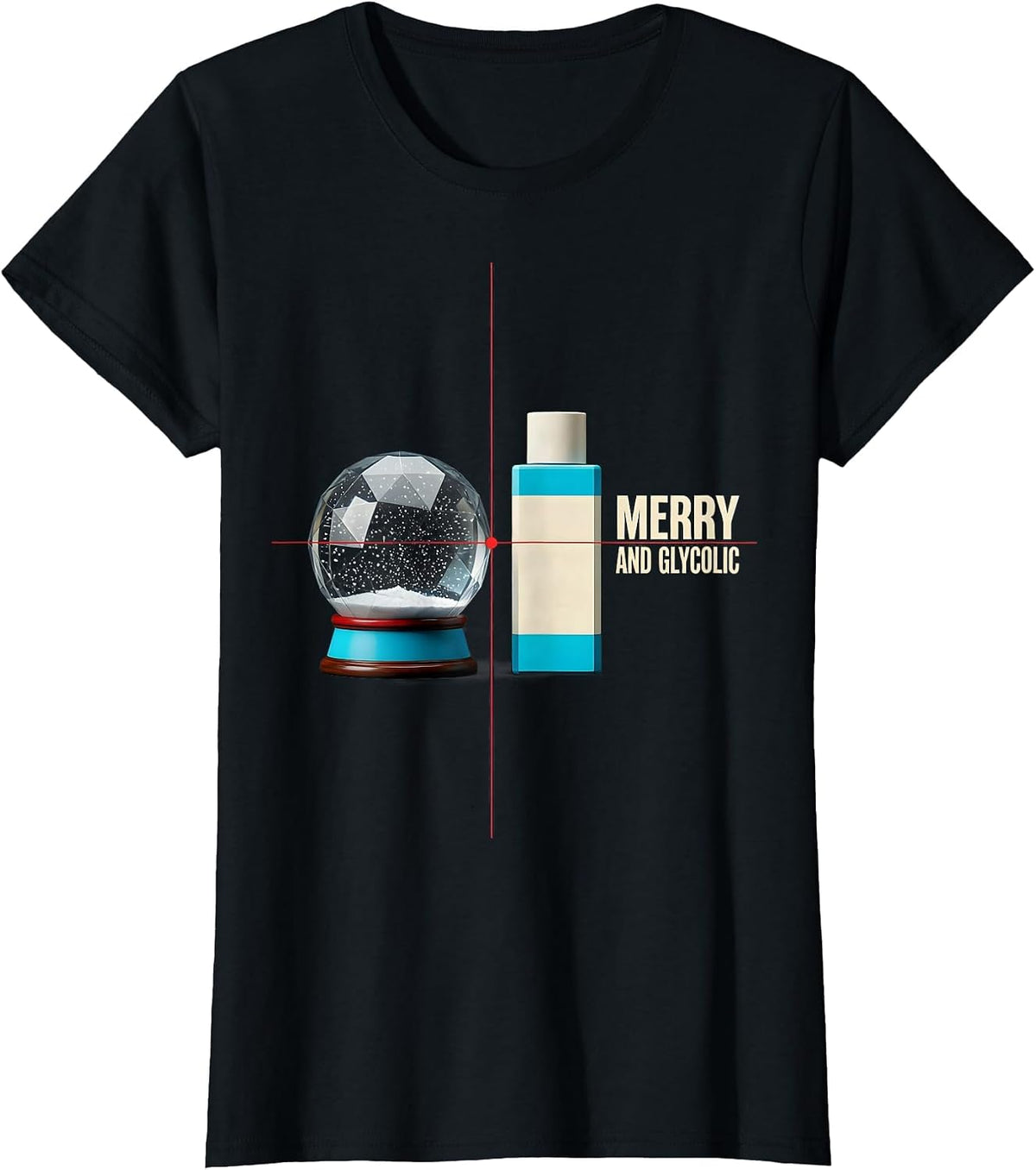 Women's Merry And Glycolic New Wave Esthetician Dermatology Humor T-Shirt - Black