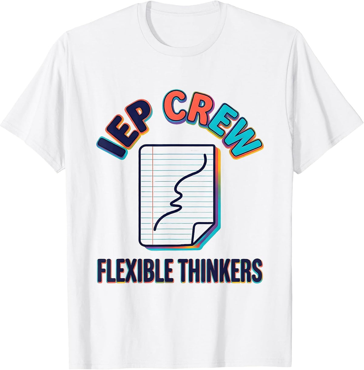 Men's IEP Crew Flexible Thinkers Colorful Special Education T-Shirt - White