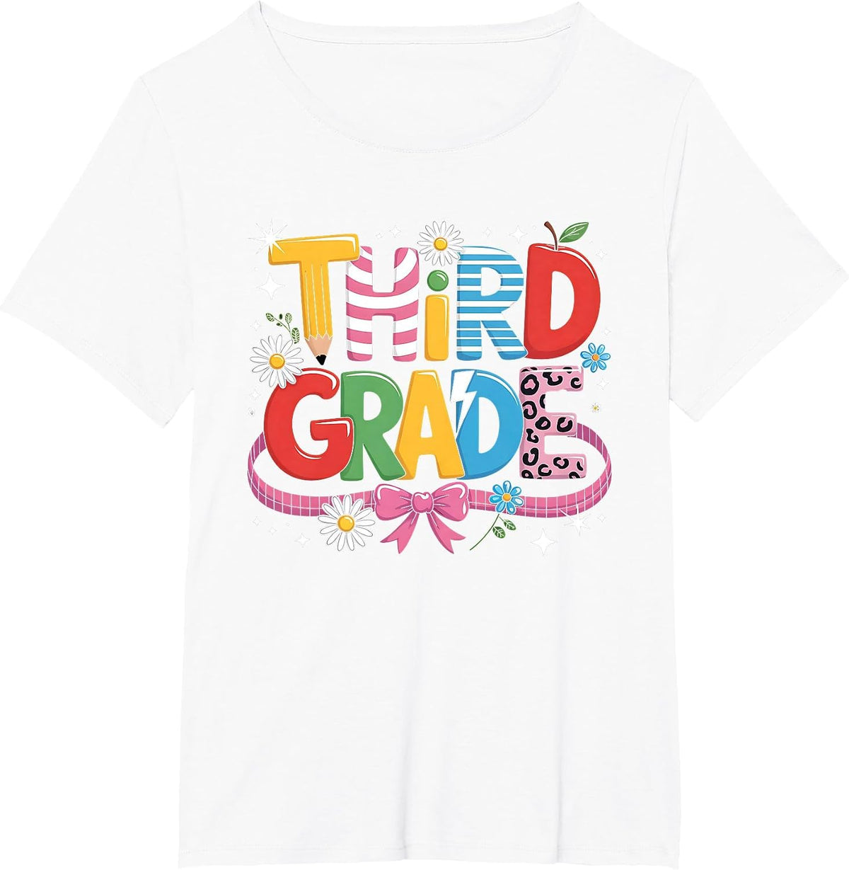 Third Grade Teacher Student Back to School Happy First Day T-Shirt - White
