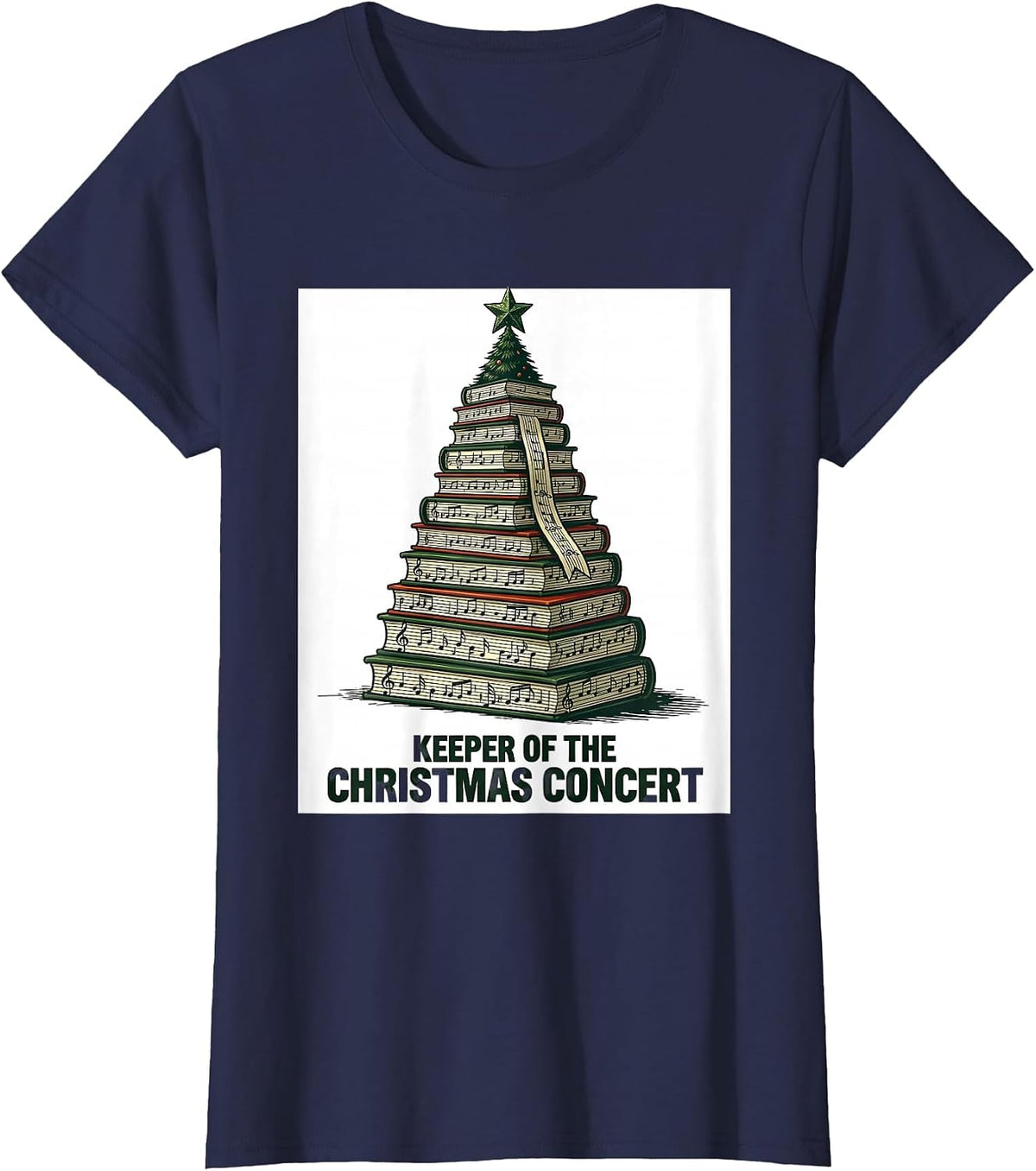 Women's Keeper Of The Christmas Concert Festive Music Teacher Gift T-Shirt - Navy Blue