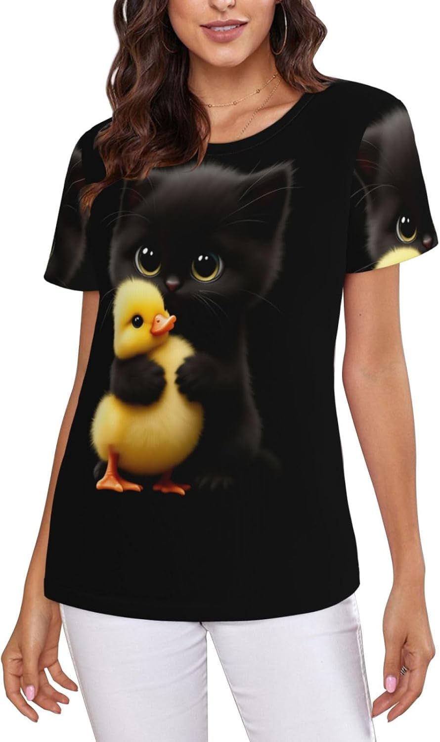 Short Sleeve Women's Summer Crewneck T Shirts Tees Casual Basic Tops - A02