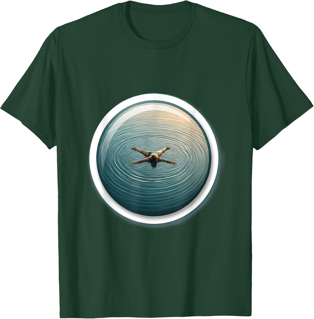 Mental Health Matters Peaceful Float Illustration T-Shirt - Dark Green
