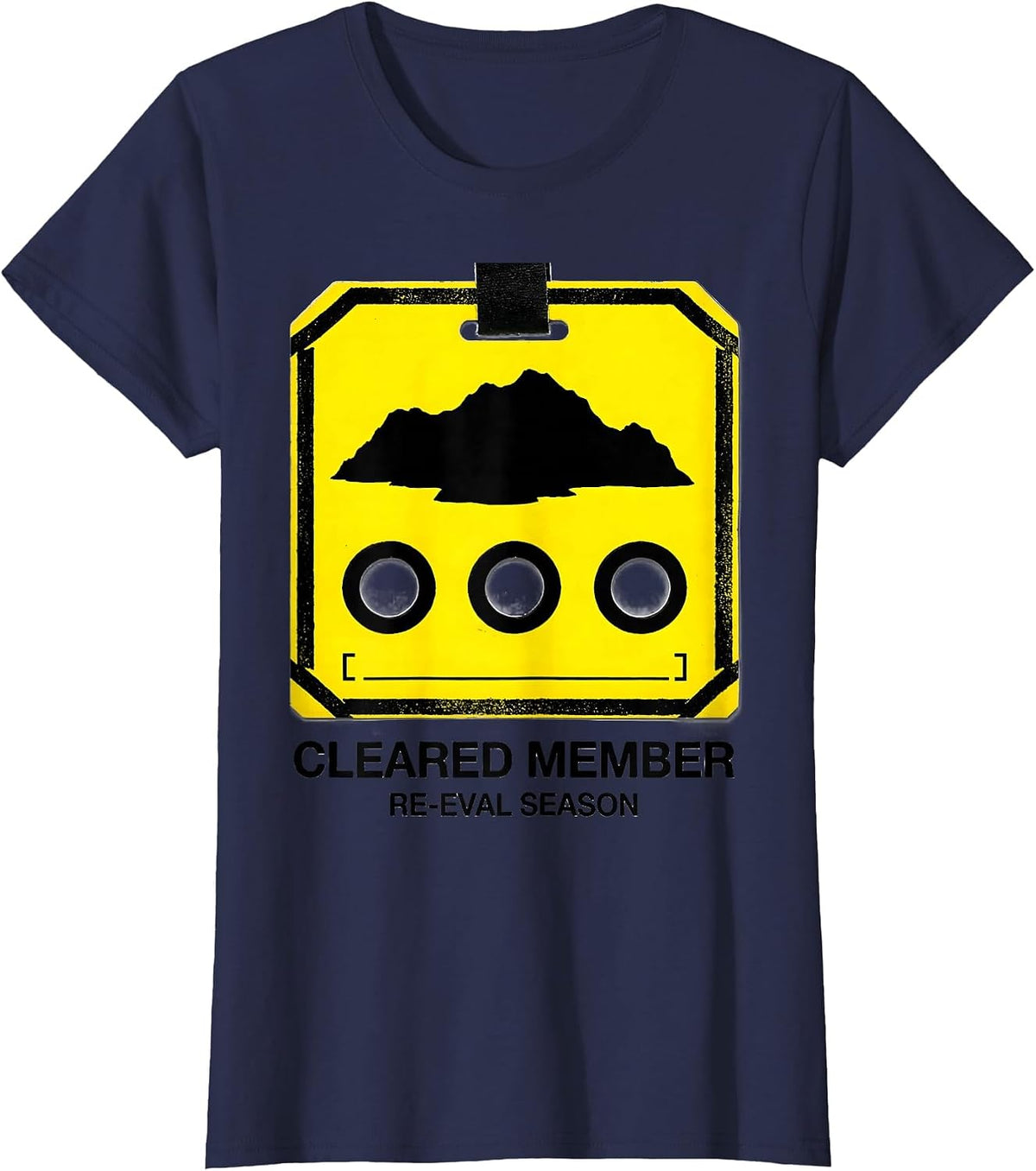 Women's Cleared Member Re-Eval Season Stencil Special Education T-Shirt - Navy Blue